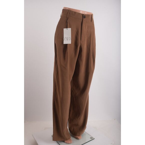 Zara Womans Trousers Pants Size XS Brown Wide Leg High Waist 1255/520 NWT - Picture 3 of 8